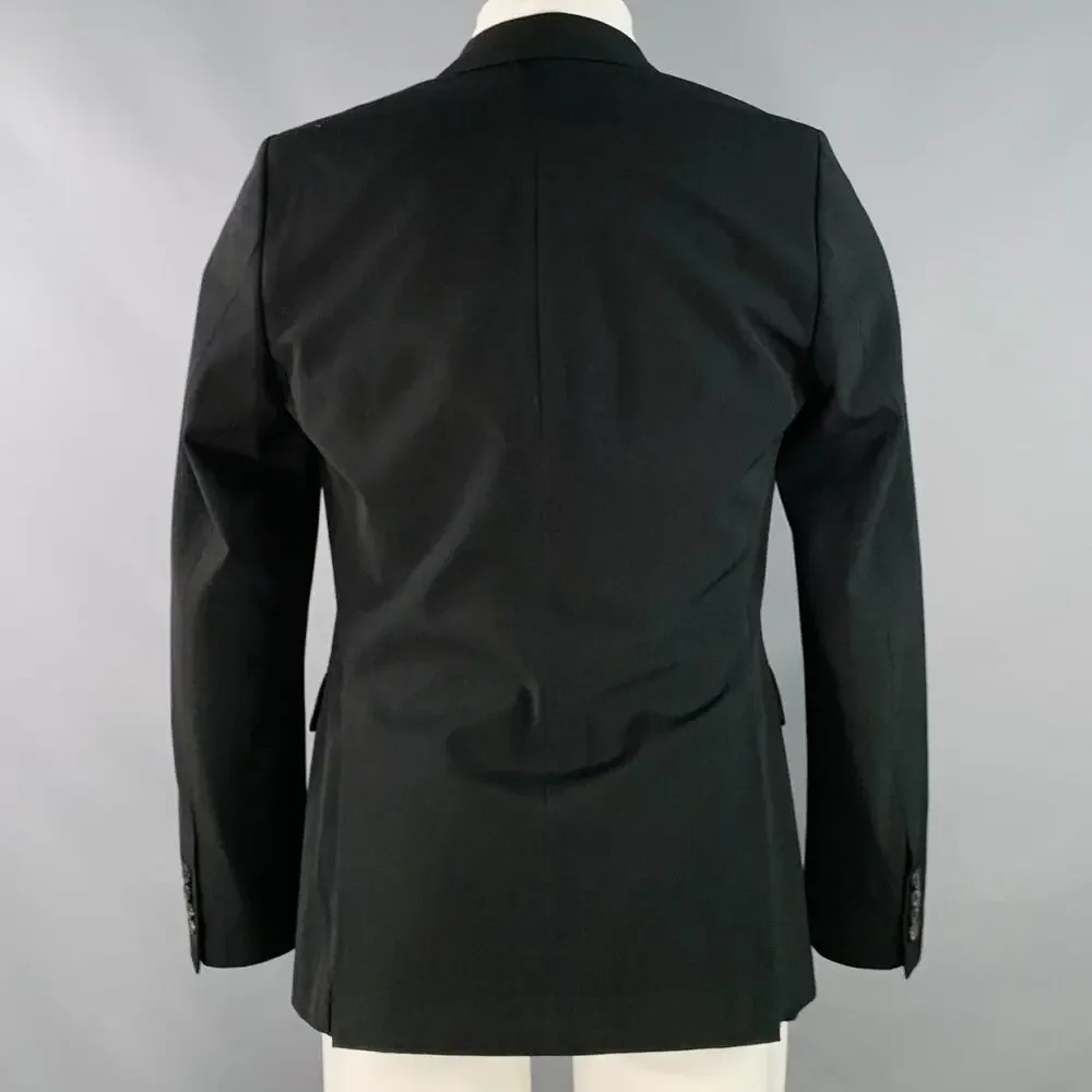 DRIES VAN NOTEN 36 Black Polyester Wool Single Breasted Notch Lapel Sport Coat